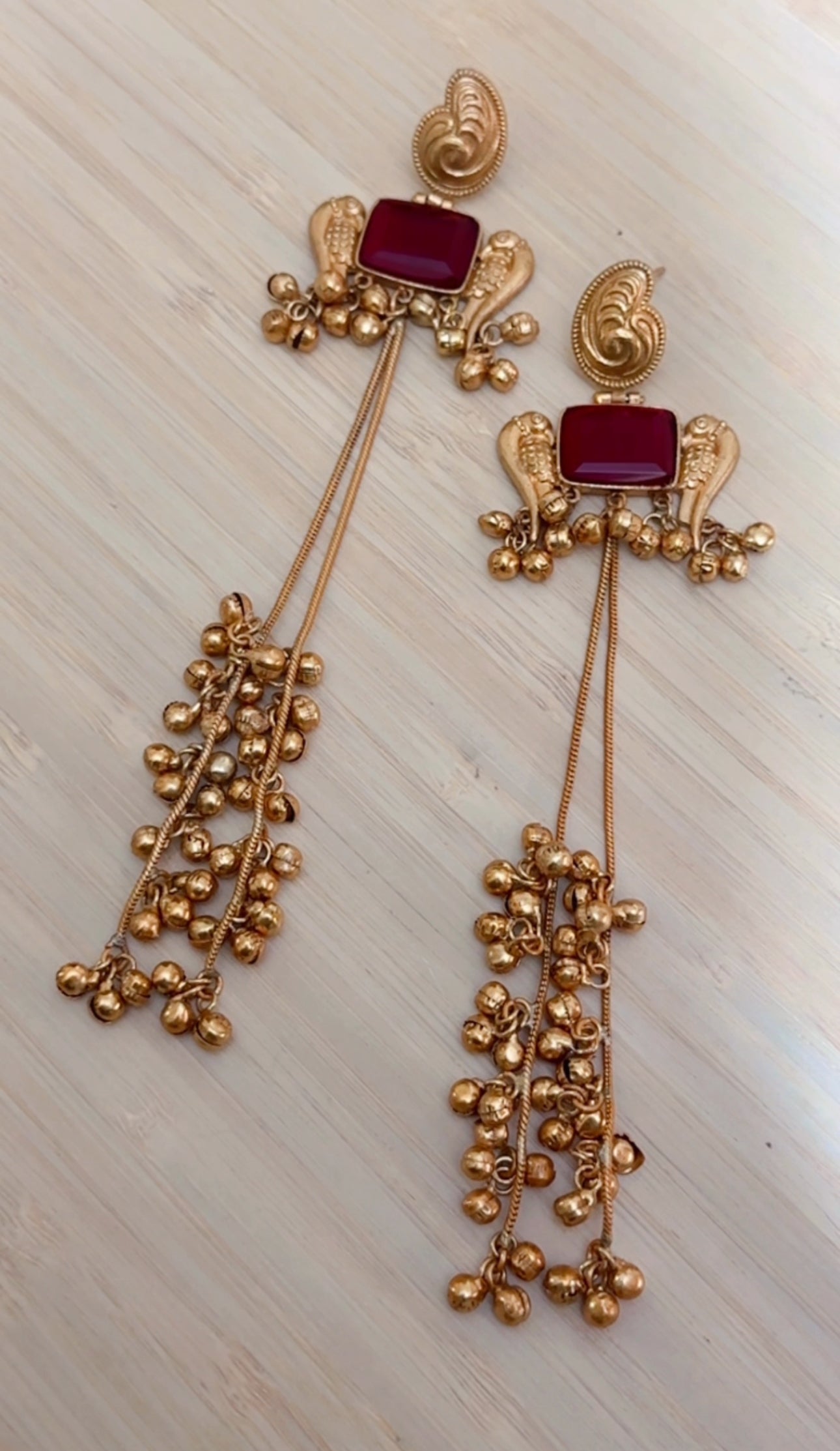 Sona Kashmiri Earrings in Maroon