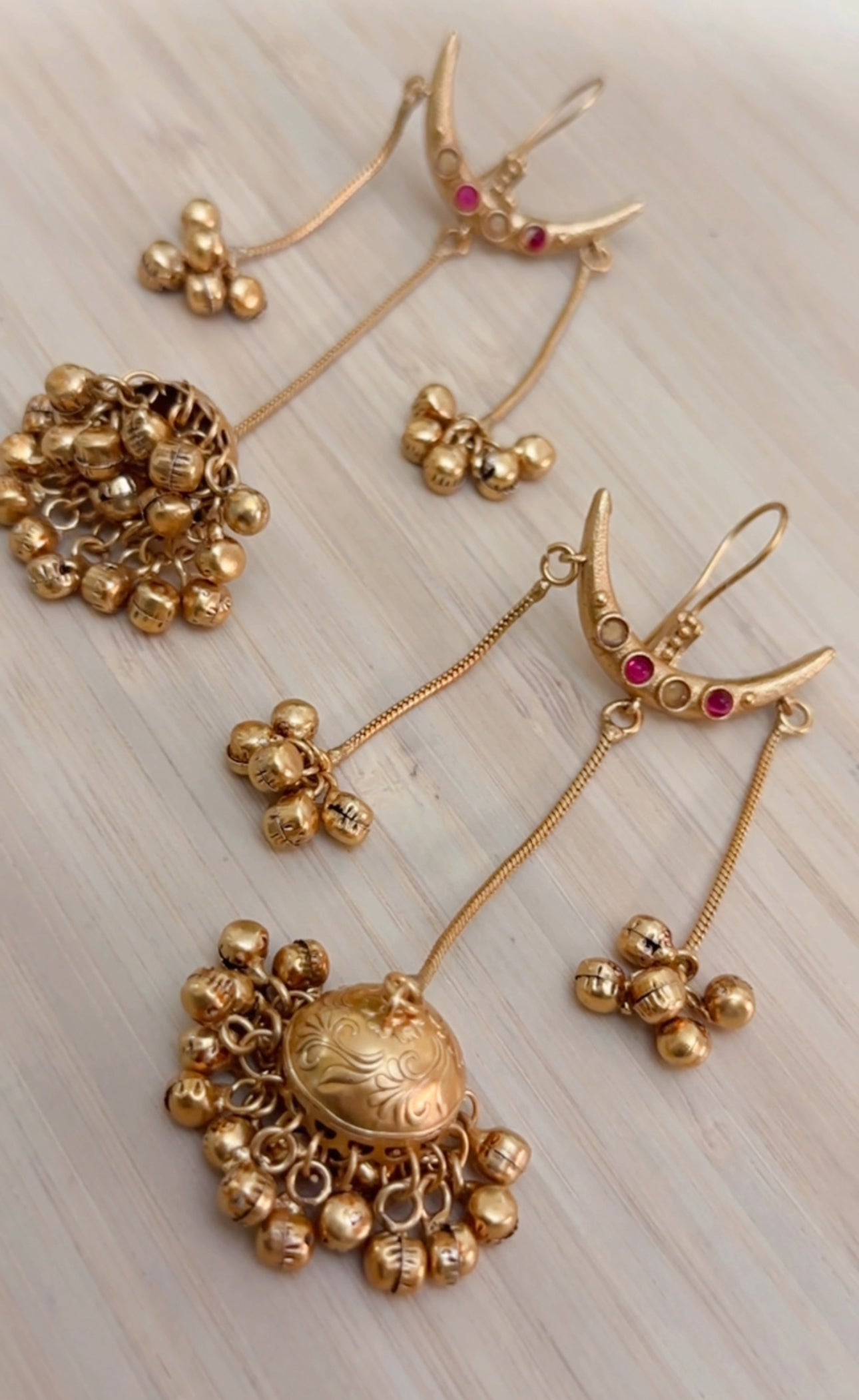 Mere Chanda Kashmiri Earrings in Pink & Yellow