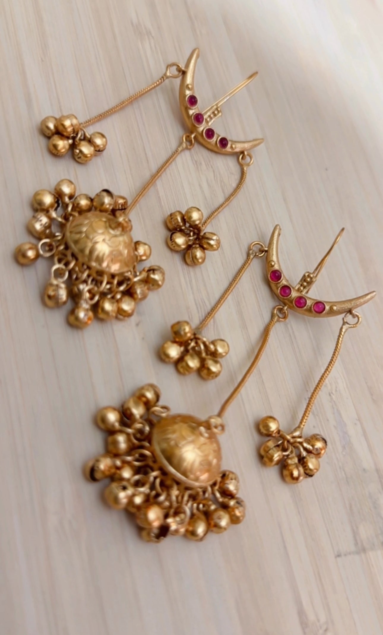 Mere Chanda Kashmiri Earrings in Pink