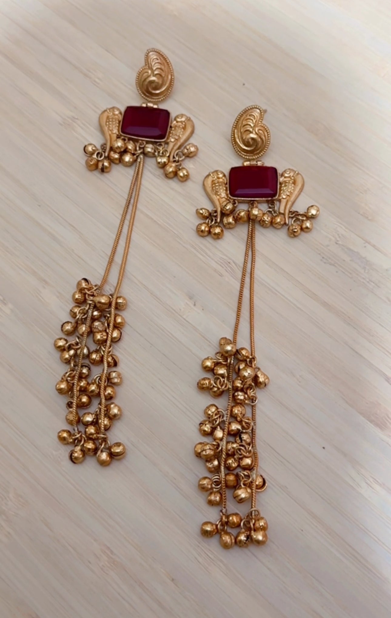Sona Kashmiri Earrings in Maroon