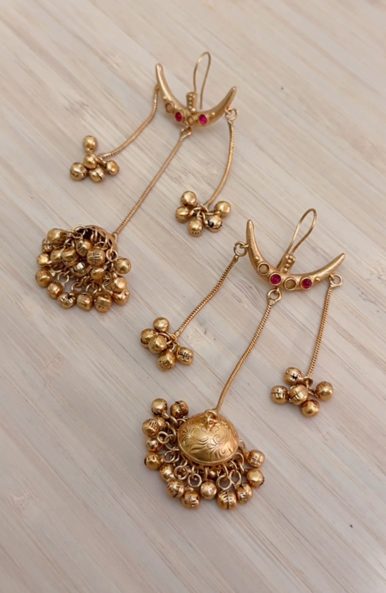 Mere Chanda Kashmiri Earrings in Pink & Yellow