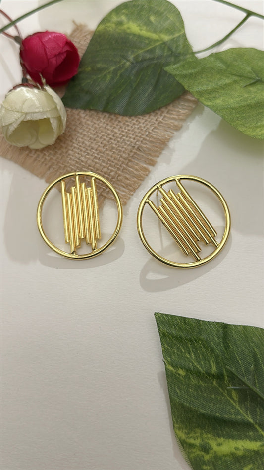 ‘Lines in a Circle’ Gold Plated Brass Earrings