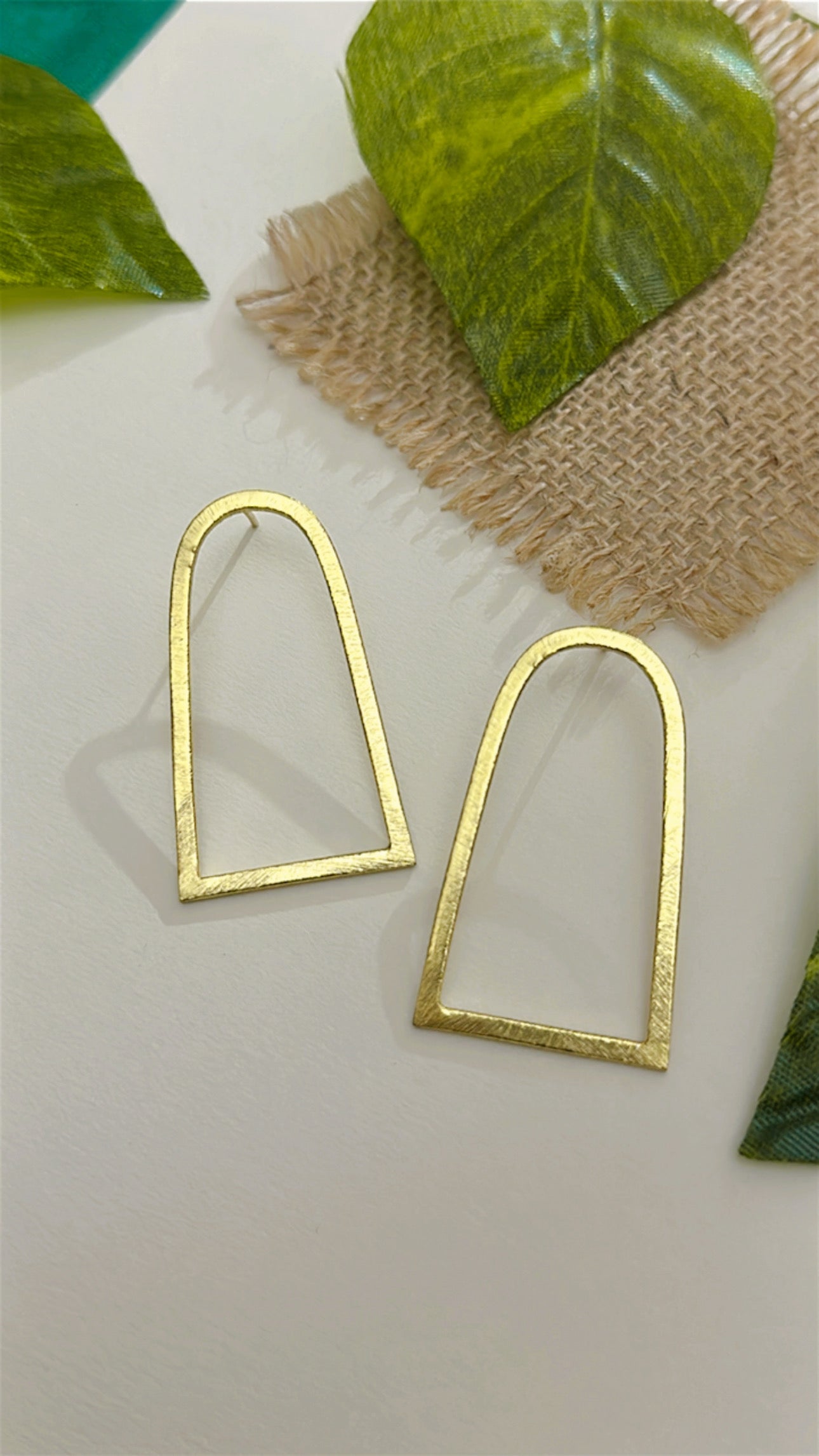 ‘Window Studs 1’ Gold Plated Brass Earrings