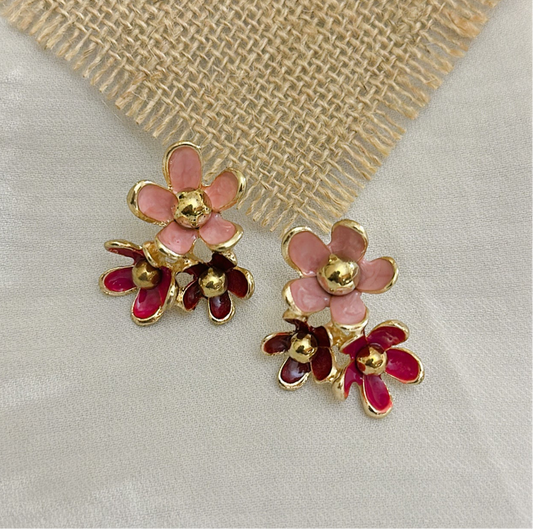 Pink Flower bouquet  Studs