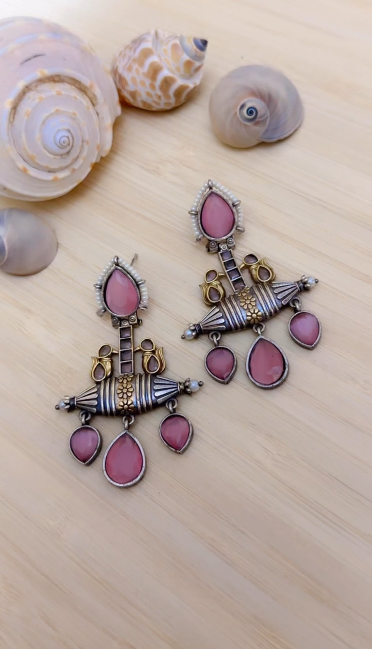 Nakhra Dual Tone Earrings in Pink