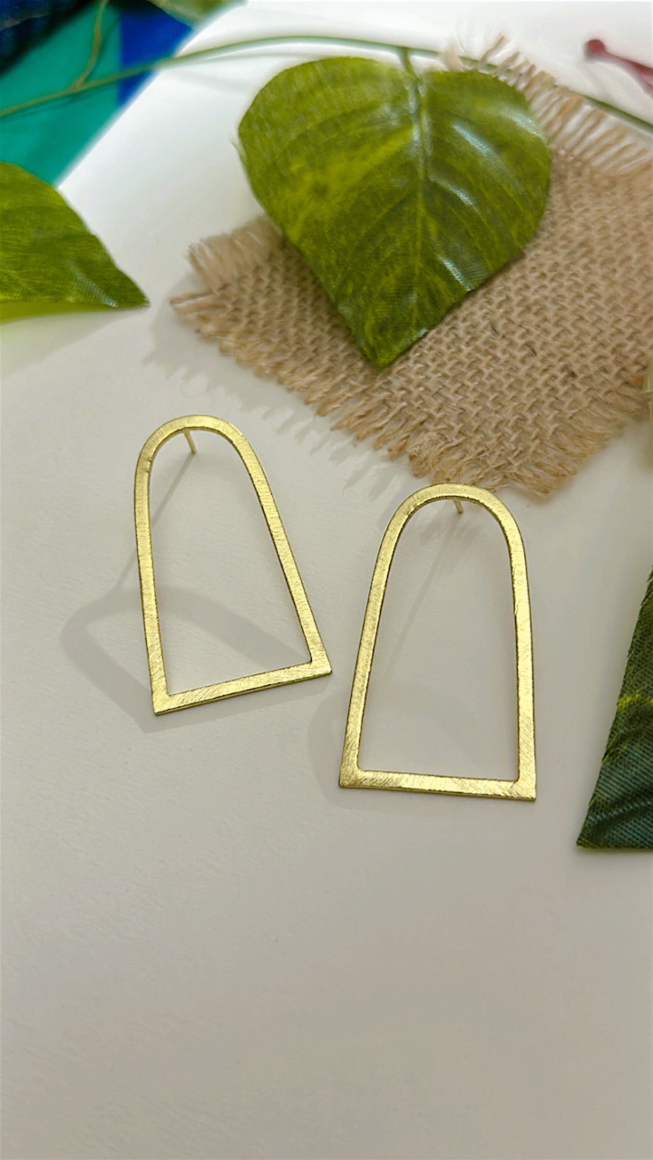 ‘Window Studs 1’ Gold Plated Brass Earrings