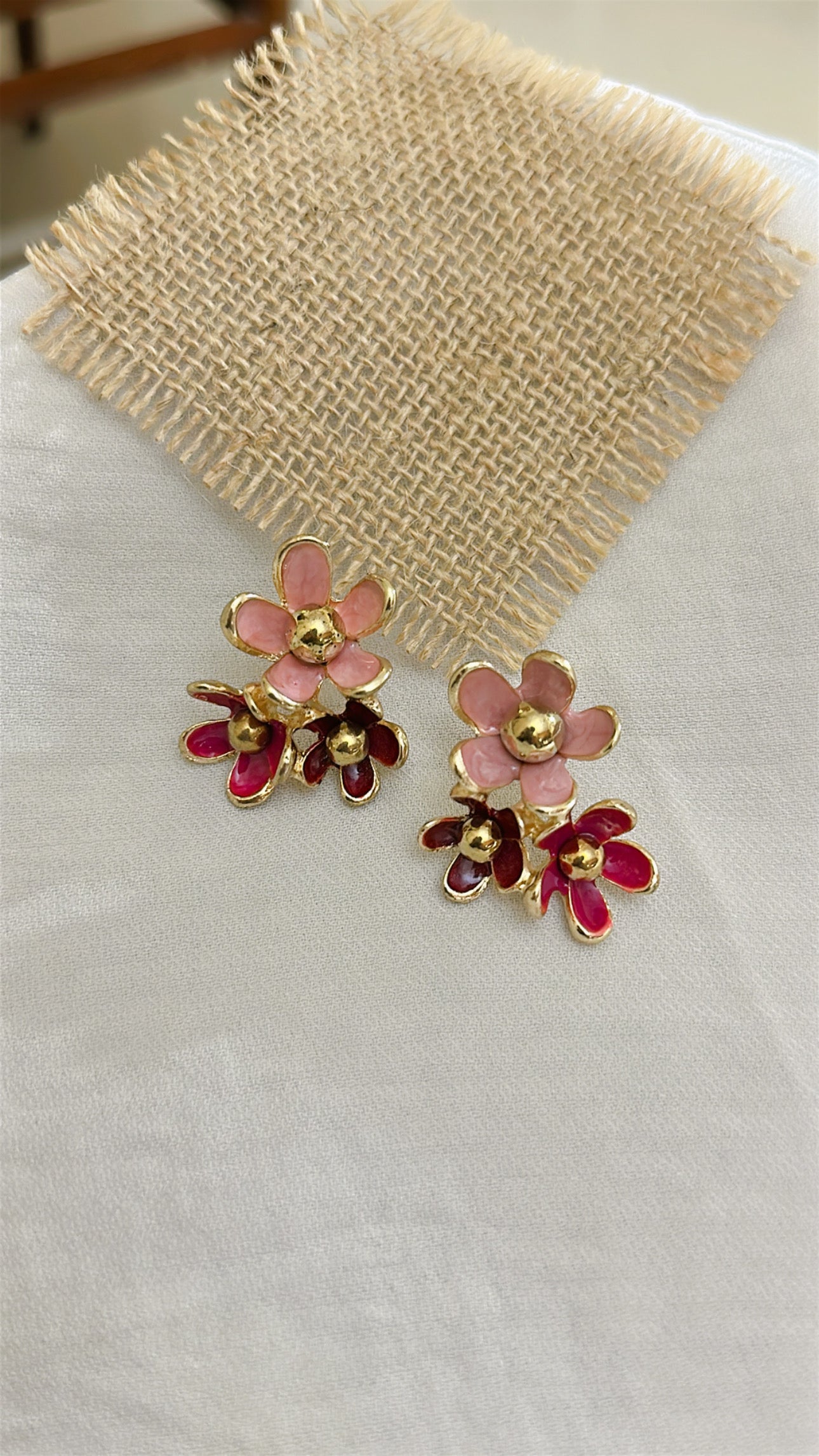 Pink Flower bouquet  Studs