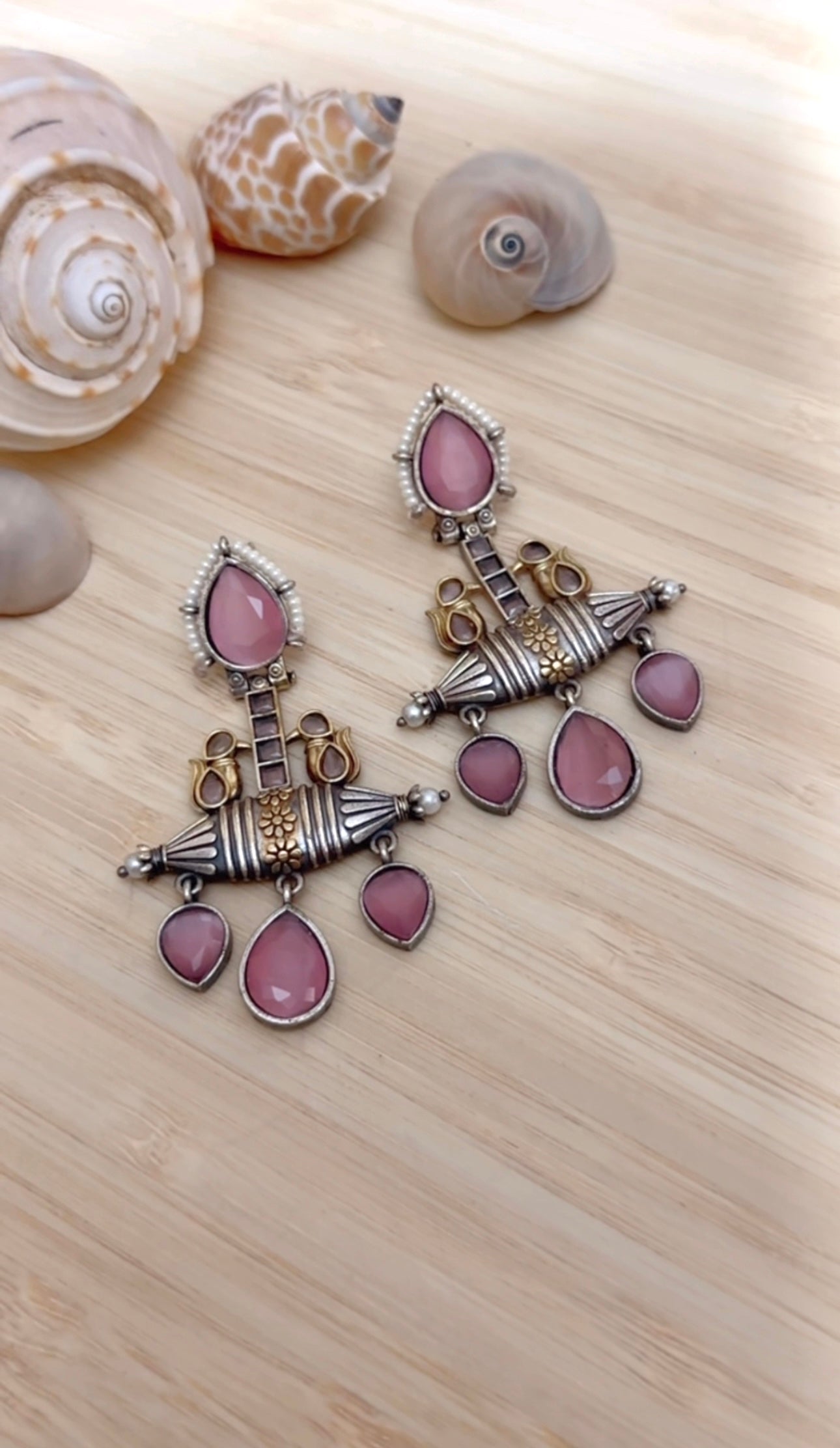 Nakhra Dual Tone Earrings in Pink