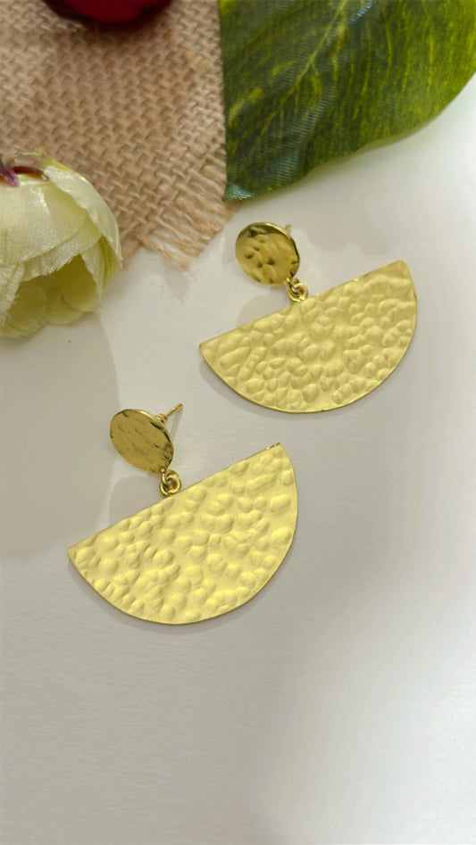 ‘Circle & a Half’ Gold Plated Brass Earrings