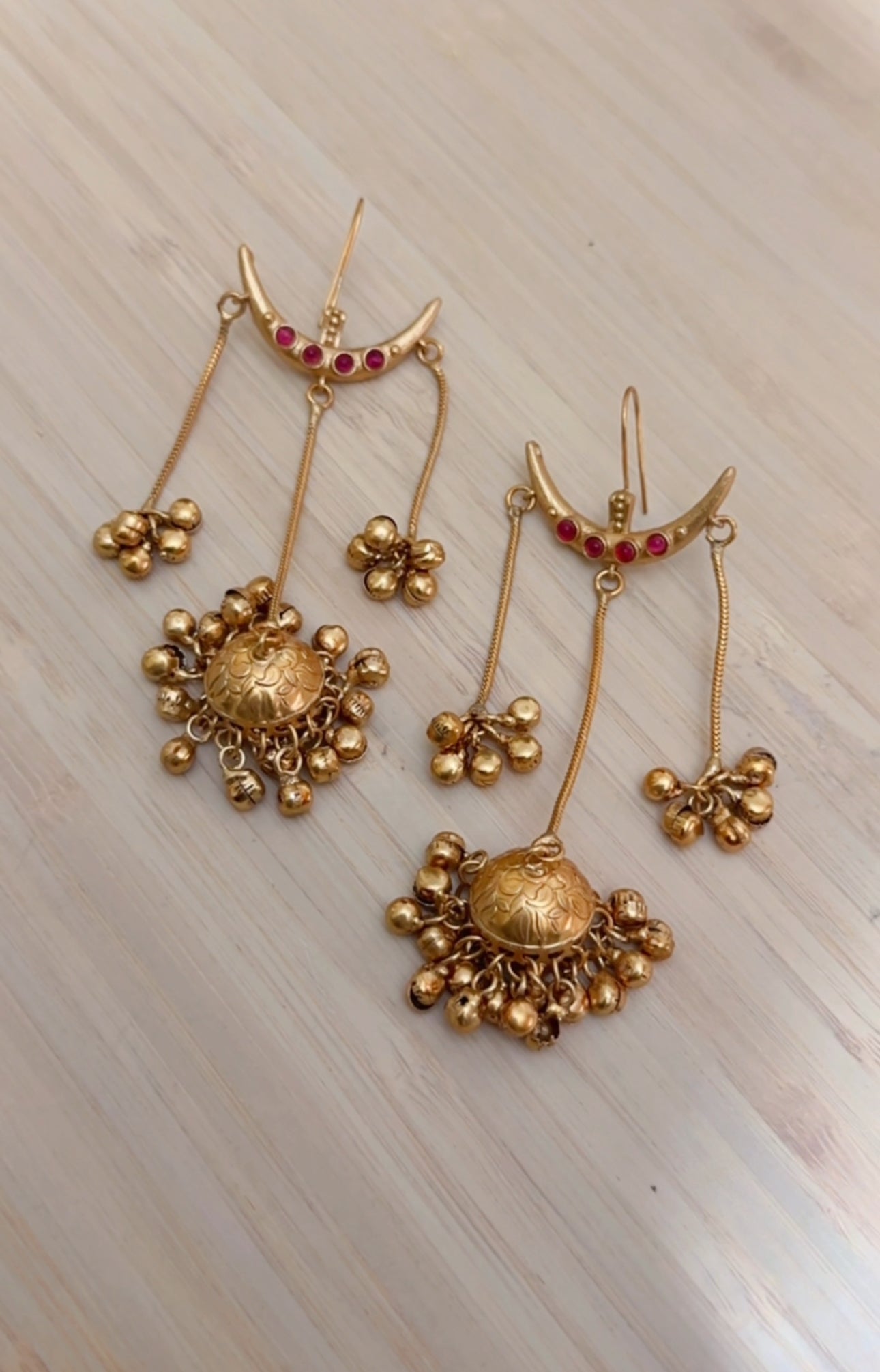 Mere Chanda Kashmiri Earrings in Pink