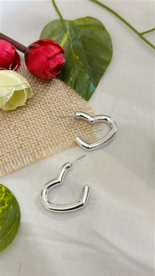 Heart Hoops in Silver