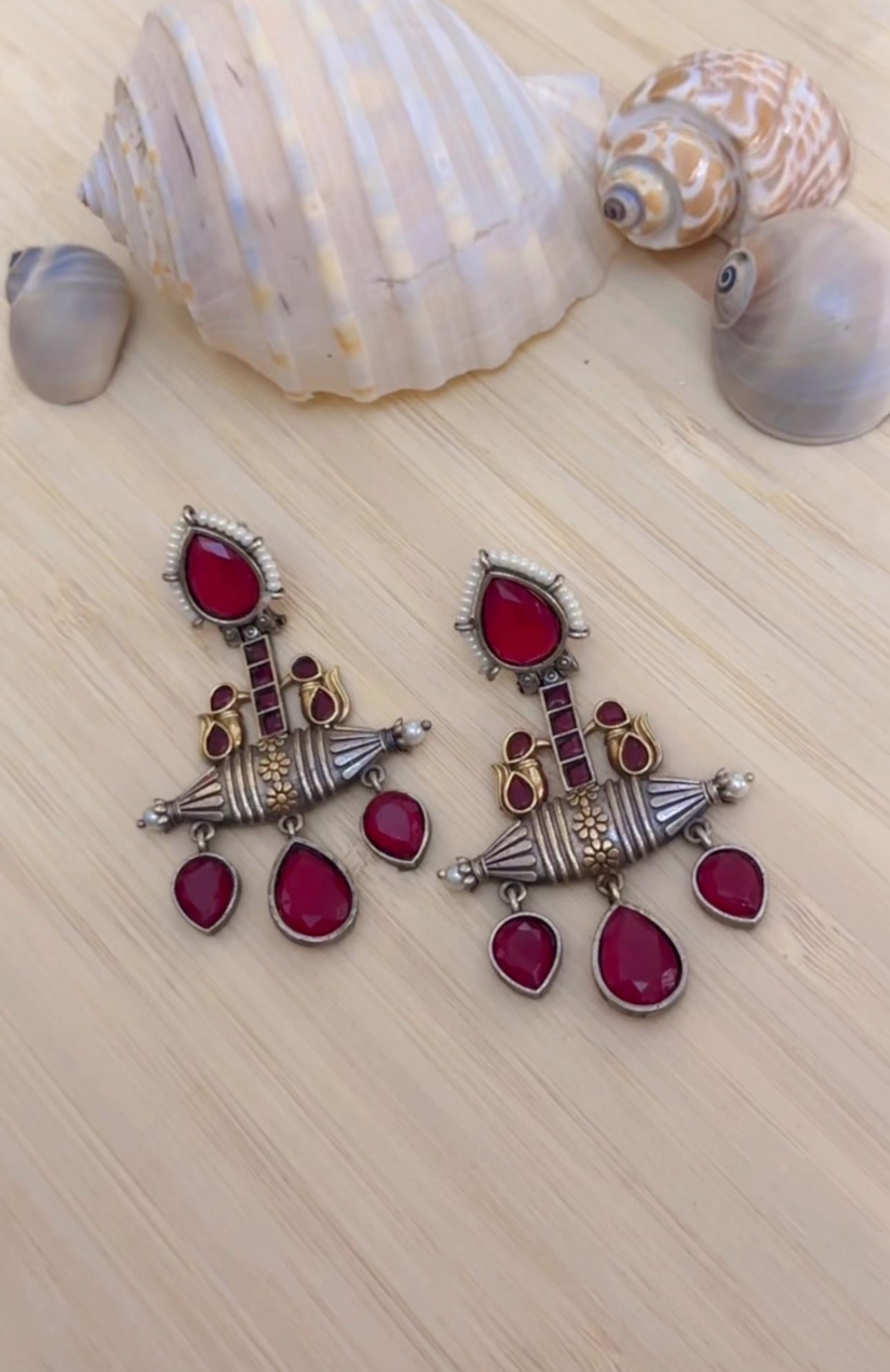 Nakhra Dual Tone Earrings in Maroon