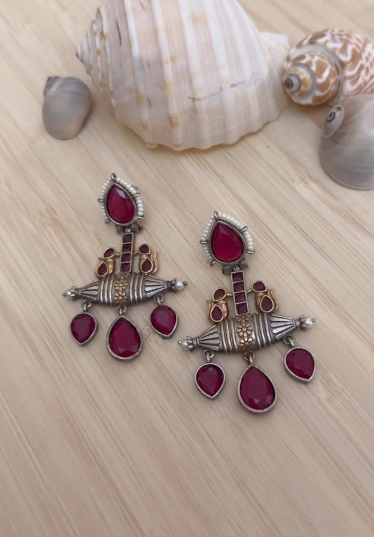 Nakhra Dual Tone Earrings in Maroon