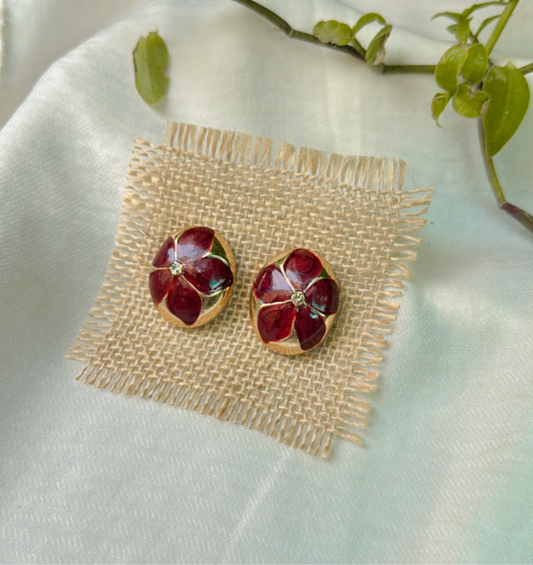 Maroon Bloom Studs