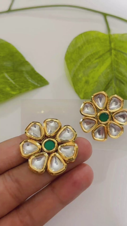 Green Kundan Studs 2